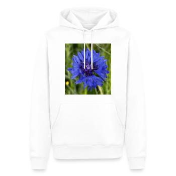 Bleuet en gros plan - Sweat à capuche Premium bio Homme - blanc - Devant - Nico (187cm)