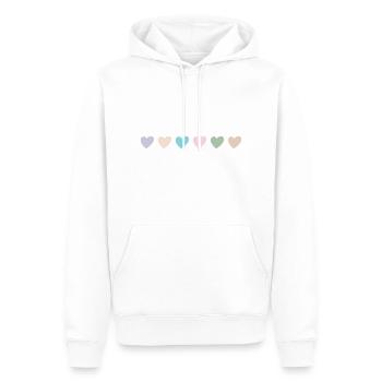 Herzen in Pastellfarben in einer Reihe - Männer Premium Bio Hoodie - Weiß - Vorne - Nico (187cm)