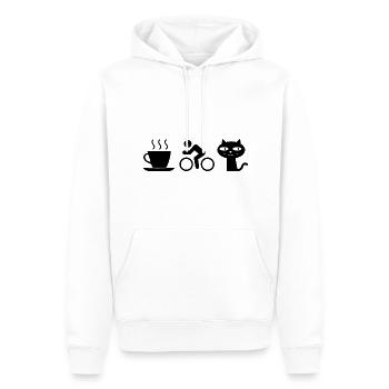 Kaffee. Katzen. Radfahren - Männer Premium Bio Hoodie - Weiß - Vorne - Nico (187cm)