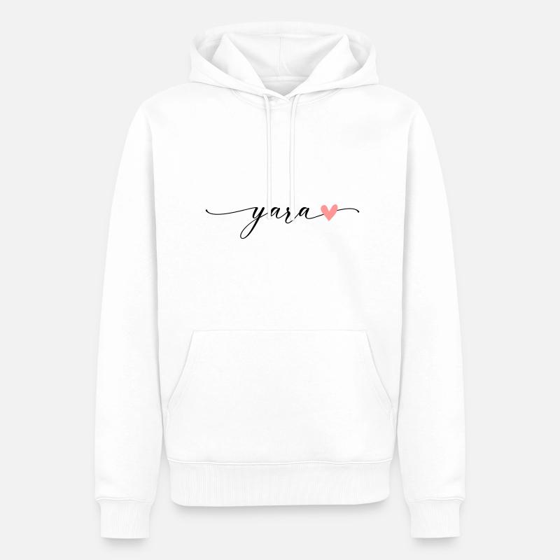 Yara Nom Prénom Calligraphie Script - Sweat à capuche Premium bio Homme - blanc