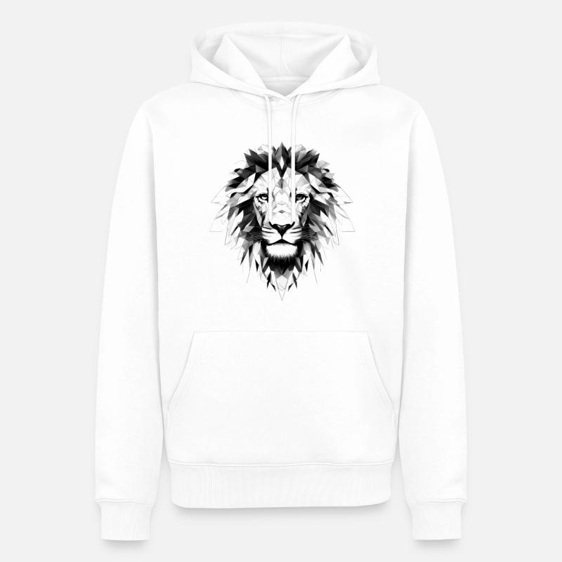 Löwe Geometrisch - Männer Premium Bio Hoodie - Weiß