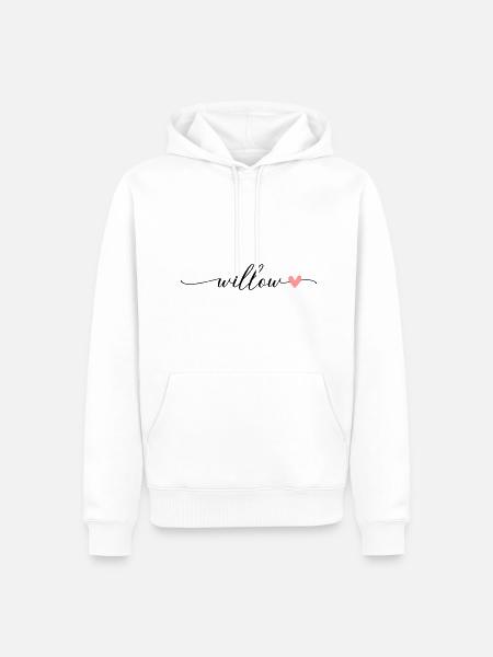 Saule Nom Prénom Calligraphie Script - Sweat à capuche Premium bio Homme - blanc