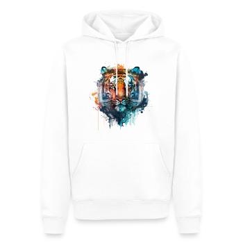 Tigre - Sweat à capuche Premium bio Homme - blanc - Devant - Nico (187cm)