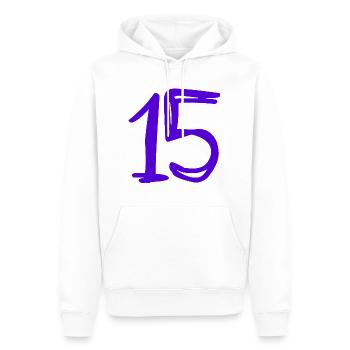 15 JAHRE. 15-jähriges Jubiläum. GEBURTSTAG 15 JAHRE. 15 - Männer Premium Bio Hoodie - Weiß - Vorne - Nico (187cm)