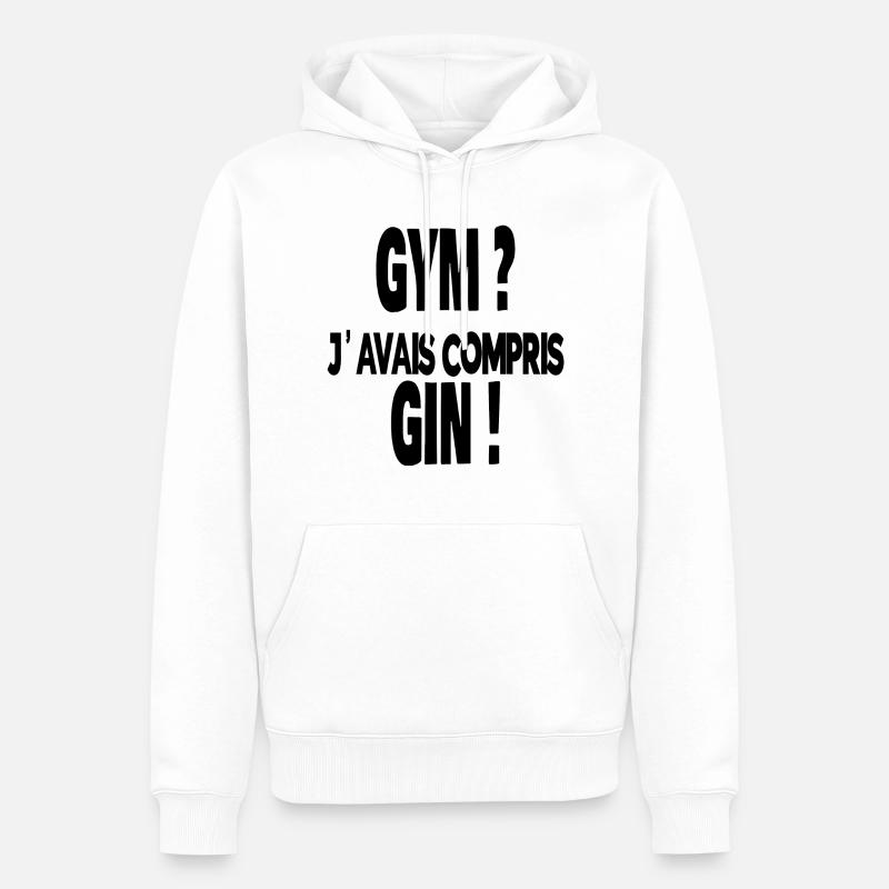gym ? j'avais compris gin ! - Sweat à capuche Premium bio Homme - blanc