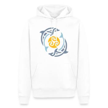 Dauphins tribaux - Sweat à capuche Premium bio Homme - blanc - Devant - Nico (187cm)