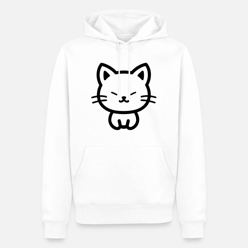 chat - Sweat à capuche Premium bio Homme - blanc