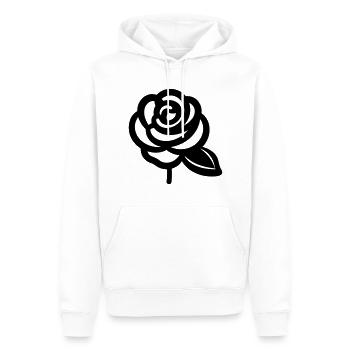 Rosa Blume - Männer Premium Bio Hoodie - Weiß - Vorne - Nico (187cm)