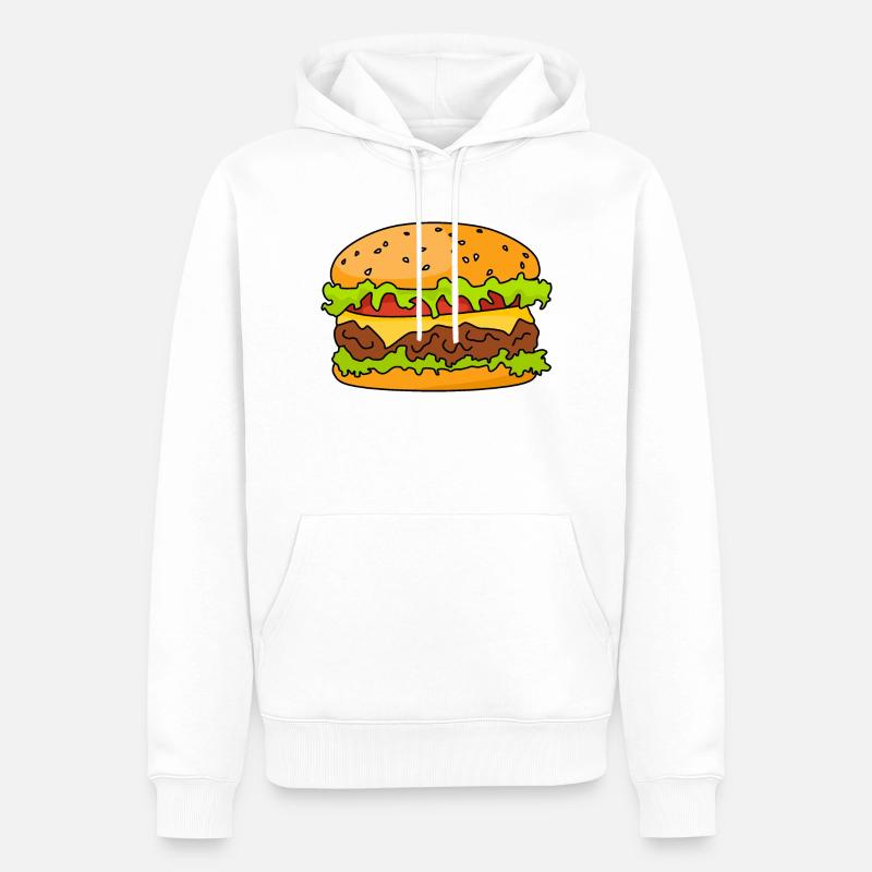 Hamburger oder Cheeseburger - Männer Premium Bio Hoodie - Weiß