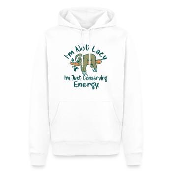 Ich bin nicht faul, ich spare nur meine Energie, Faultier - Männer Premium Bio Hoodie - Weiß - Vorne - Nico (187cm)
