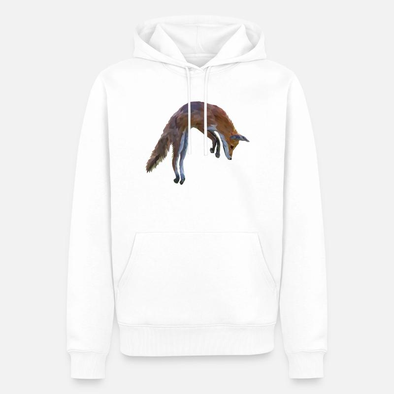 Fuchs - Low Poly Art. - Sweat à capuche Premium bio Homme - blanc