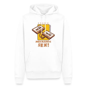 le sexe mécanique, deux cassettes sont enroulés. - Sweat à capuche Premium bio Homme - blanc - Devant - Nico (187cm)