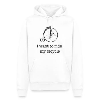 Je veux monter mon vélo / idée cadeau - Sweat à capuche Premium bio Homme - blanc - Devant - Nico (187cm)