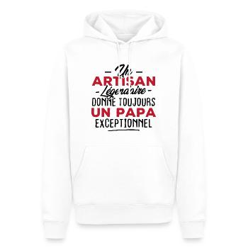Un artisan légendaire donne un papa exceptionnel - Sweat à capuche Premium bio Homme - blanc - Devant - Nico (187cm)
