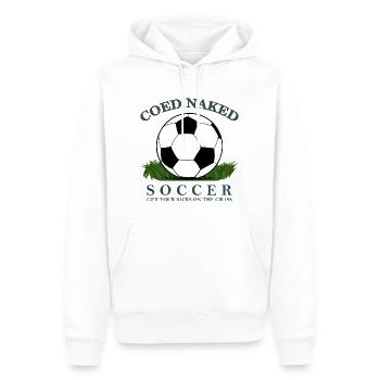 Coed Naked Soccer - Men’s Premium Organic Hoodie - white - Front - Nico (187cm)