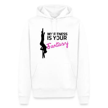 Dictons de pole dance - My Fitness your Fantasy - Sweat à capuche Premium bio Homme - blanc - Devant - Nico (187cm)