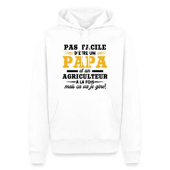 Papa et un agriculteur - Sweat à capuche Premium bio Homme - blanc - Devant - Nico (187cm)