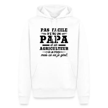 Papa et un agriculteur - Sweat à capuche Premium bio Homme - blanc - Devant - Nico (187cm)