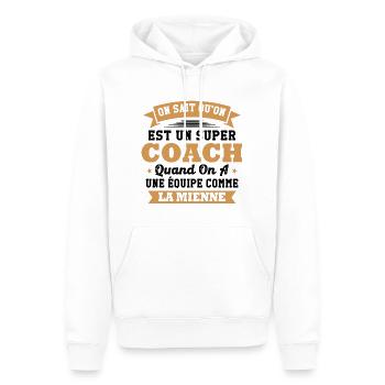 On sait qu'on est un super coach - Sweat à capuche Premium bio Homme - blanc - Devant - Nico (187cm)