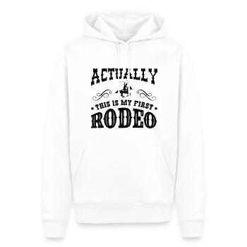 Eigentlich ist dies mein erstes Rodeo - Männer Premium Bio Hoodie - Weiß - Vorne - Nico (187cm)
