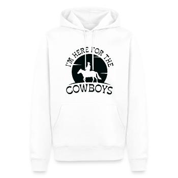 Je suis ici pour les Cowboys - Sweat à capuche Premium bio Homme - blanc - Devant - Nico (187cm)