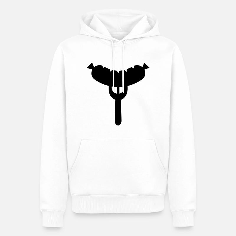 Wurst Gabel - Männer Premium Bio Hoodie - Weiß