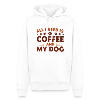 Alles, was ich brauche, ist Kaffee und mein Hund - Männer Premium Bio Hoodie - Weiß - Vorne - Nico (187cm)