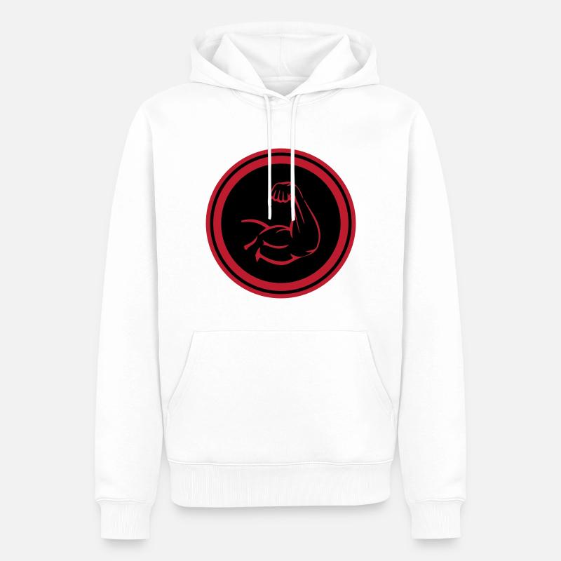 Muscles du bras biceps - Sweat à capuche Premium bio Homme - blanc