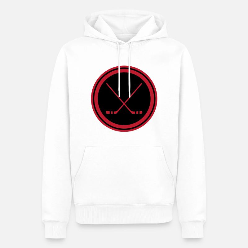 Bâtons de hockey sur glace - Sweat à capuche Premium bio Homme - blanc