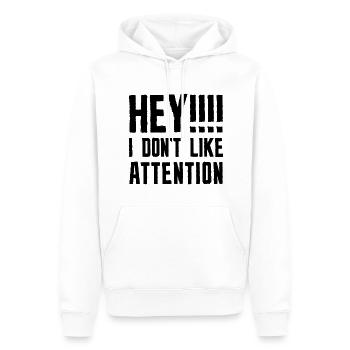 Hey I Don’t Like Attention - Men’s Premium Organic Hoodie - white - Front - Nico (187cm)
