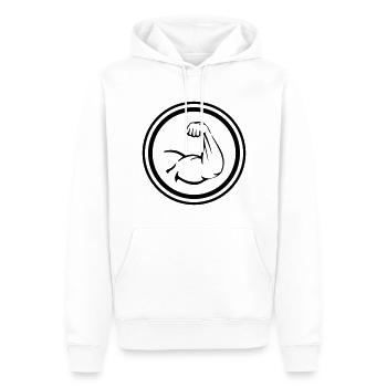Muscles du bras biceps - Sweat à capuche Premium bio Homme - blanc - Devant - Nico (187cm)
