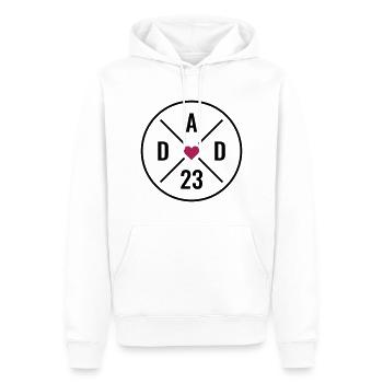 DAD 23 Herz Baby Vater Liebe Vatertag Papa 2023 - Männer Premium Bio Hoodie - Weiß - Vorne - Nico (187cm)