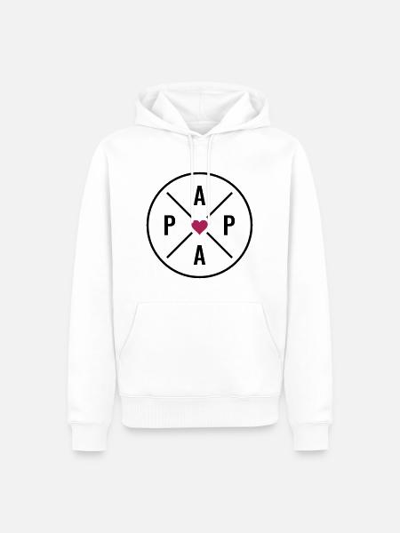 PAPA Vater Herz Weihnachten Geburtstag Vatertag - Männer Premium Bio Hoodie - Weiß