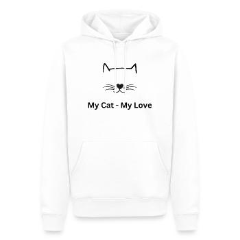 Mon chat mon amour - Sweat à capuche Premium bio Homme - blanc - Devant - Nico (187cm)