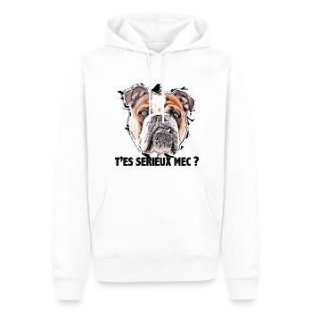bouledogue, t'es sérieux mec ? - Sweat à capuche Premium bio Homme - blanc - Devant - Nico (187cm)