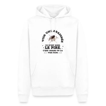 Voir une araignée ce n'est rien. Le pire c'est... - Sweat à capuche Premium bio Homme - blanc - Devant - Nico (187cm)
