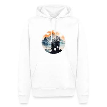 Weißer Tiger in den Bergen - Männer Premium Bio Hoodie - Weiß - Vorne - Nico (187cm)