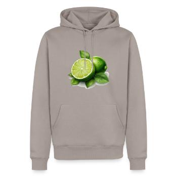Lime - Men’s Premium Organic Hoodie - taupe - Front - Nico (187cm)