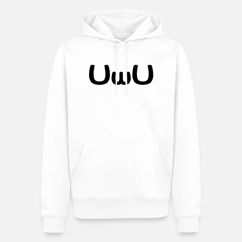 Émoticône UwU Happy Anime Face - Sweat à capuche Premium bio Homme - blanc