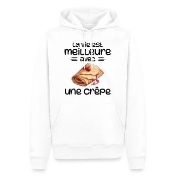 Crêpes Bretagne humour crêpe - Sweat à capuche Premium bio Homme - blanc - Devant - Nico (187cm)