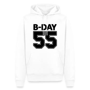 Nummer 55 / 55. Geburtstag Schnapszahl Trikot - Männer Premium Bio Hoodie - Weiß - Vorne - Nico (187cm)