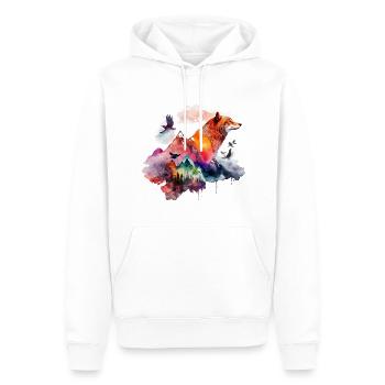 Fox Mountains Animals Gift Art Animal Motif - Men’s Premium Organic Hoodie - white - Front - Nico (187cm)