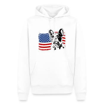 Bouledogue Français Amérique Flag Chiens Wilsigns - Sweat à capuche Premium bio Homme - blanc - Devant - Nico (187cm)