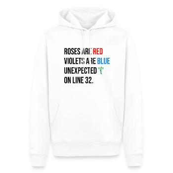 Roses are red, violets are blue unexpected '{' - Männer Premium Bio Hoodie - Weiß - Vorne - Nico (187cm)