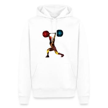 spacy weightlifter - Männer Premium Bio Hoodie - Weiß - Vorne - Nico (187cm)
