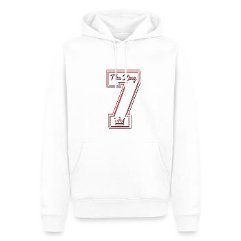 Collection THE KING "7" - Sweat à capuche Premium bio Homme - blanc - Devant - Nico (187cm)
