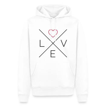 LOVE <3 Compass - Sweat à capuche Premium bio Homme - blanc - Devant - Nico (187cm)