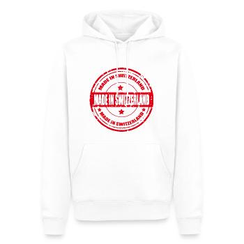 swiss made - Männer Premium Bio Hoodie - Weiß - Vorne - Nico (187cm)