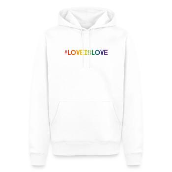 Regenbogen Design - Hashtag Love is Love - Männer Premium Bio Hoodie - Weiß - Vorne - Nico (187cm)