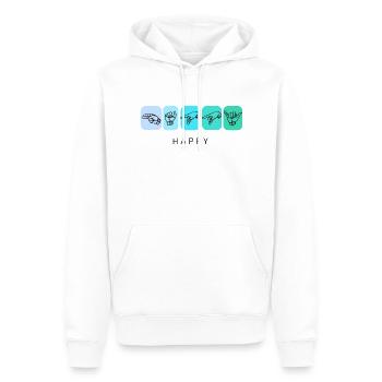 happy - DGS Streetwear - Sweat à capuche Premium bio Homme - blanc - Devant - Nico (187cm)